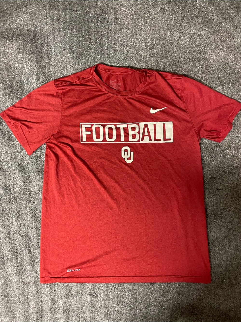 Nike Red Men's Football Tee with OU Logo